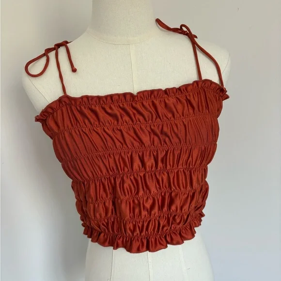 Urban Outfitters Orange Ruched Camisole Crop Top - Picture 1 of 4